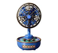 Genérico Ventilateur de bureau rechargeable personnel à 3 vitesses avec lumières de style rétro pour bureau, maison, voyage, camping homme et femme