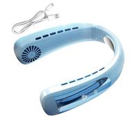 Generico Ventilateur de cou 2400 mAh 5 vitesses écran numérique | Ventilateur personnel puissant pour homme femme camping course voyage été plage bureau travail