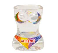 Genérico Verre à shot Alicante avec motif de bikini coloré mosaïque en verre transparent, 30 ml, 6 cm x 5 cm
