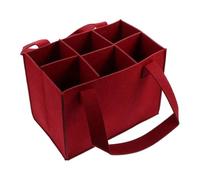 Generico Wine Carrier Bag - Reusable Felt Tote with 6 Compartments, Sturdy Divider Design for Safe Transport, Lightweight Foldable Organizer | Grocery Liquor Holder for Travel Picnic, Wine Red,