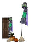 Generico Witch on Broom Decoration - 3 m de longueur, objet animatronique activé par le bruit | Décoration de Noël troublante pour maison, maison, entrée, trottoir, porte d'entrée,