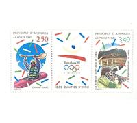 Générique 1 Bande de 2 Timbres d’Andorre (Bureau France) Neufs de Collection de 1992. N’ 418 et 419. Sport, Kayak, Carabine
