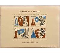 Générique 1 Bloc de 4 Timbres Neufs de Collection de 1988 de Monaco. Sport, vélo, Voile, Tennis. par des Livres Express