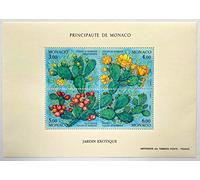 Générique 1 Feuillet Neuf de Collection de Monaco de 1992 avec 4 Timbres Authentiques. No 55. Cactus, figuier. par des Livres Express