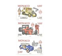 Générique 1 Lot de 3 Timbres de Collection de Monaco, Authentiques et Neufs de 2000. N° 2276 à 2278. Voiture de Course. par des Livres Express