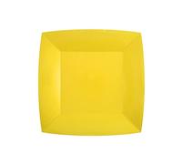 Générique - 10 ASSIETTES CARTON BIO CARRÉES 23CM JAUNE