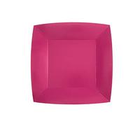 Générique - 10 ASSIETTES CARTON BIO CARRÉES 23CM ROSE FUCHSIA