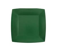 10 ASSIETTES CARTON BIO CARRÉES 23CM VERT FONÇÉ- VAISSELLE DE FÊTE