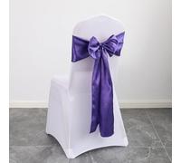 Générique 100 pièces Rubans en Satin pour Housse de Chaise - Nœuds Décoratifs Mariage, Banquet, Anniversaire, Fête - 17 x 275 cm - 27 Couleurs (Violet foncé)