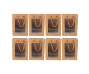 Générique 10pièces Pochette Cadeau Kraft Poignée Porte-bonbons Fenêtre Claire pour Fête Mariage Noël