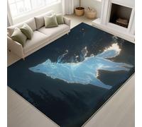 Générique 120 x 180 cm Tapis Fantaisie Animé Imprimé Style Gaming Forêt Tapiss Loup et fantôme Spectral & Tapis antidérapant Magique intégré pour Salon Chambre, Bureau