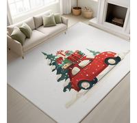 Générique 120 x 180 cm Tapis Moderniste Minimaliste Imprimé Fête et Vacances Tapiss Sapin de Noël Moderniste Voiture Rétro & Tapis antidérapant Magique intégré pour Salon Chambre, Bureau