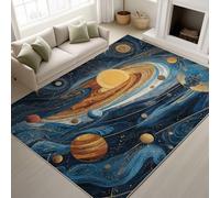 Générique 120 x 180 cm Tapis Sci-FI Galaxie Imprimé Cosmique Fantaisie Galactique Tapiss Système Solaire Motif de Tourbillon & Tapis antidérapant Magique intégré pour Salon Chambre, Bureau