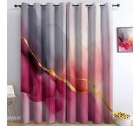 Générique 140 x 260 cm Rideau Occultant Rose, Texture Abstraite De Lignes Dorées 3D Impression Rideaux Thermique Isolant Anti Froid Polyester Rideaux pour Chambre Cuisine Décoration, 2 Panneaux