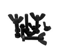 Générique 2 à 50 pièces M3 M4 M5 M6 M8 M10M12 boulon hexagonal extérieur en nylon noir écrou papillon ensembles DIN933 vis hexagonale externe écrou à oreilles combinaison(M6x25mm-20pcs)
