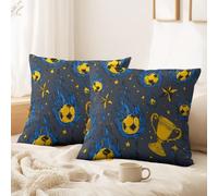 Générique 2 Pcs Housse de Coussin, Housse de Canapé Dynamique, À la Mode Cadeaux intérieur Flammes, Football, Trophée Doré, Étoiles Cushion Covers pour Chambre à Coucher, canapé