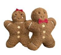 Générique 2 Pièces Oreiller en Pain D'épices, Coussin en Peluche en Forme De Bonhomme D'épice pour La Maison De Noël
