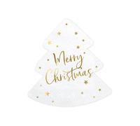 Générique - 20 Serviettes en Papier Sapin Merry Christmas Blanc et Or 16 x 16,5 cm