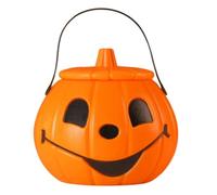 Générique 2025 Seau à Bonbons en Plastique pour Halloween avec Lumière, Citrouille Halloween Decoration Panier pour Chasse aux Bonbons, Tonneau de Cadeau avec Sourire du Diable Stockage Bonbons Seau