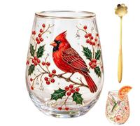 Générique 2026 Garden Hummingbird Morning Bliss Glass Tea Cup,Floral Glass Coffee Mug for Women,14 Oz Vintage Botanical Aesthetic Gold Rimmed Tumbler,for Home Decorative Friends Gift