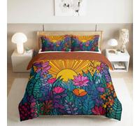 Générique 220 x 240 cm Parure de Lit Couleur, Vitraux Nature Lumière du Soleil Housse De Couette 3D Imprimée Literie Microfibre Couette Housse avec Fermeture À Glissière pour Adultes