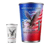 Générique 250th Célébration Insulated Mug, 500ml Stainless Steel Color Changing Cup - Patriotic Cold Activated Reusable Tumbler for Iced Coffee, Independence Day Gift, Red White Blue