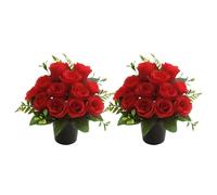 Générique 2Pcs Fleurs De Cimetière Artificielle,Petites Plantes Artificielles,La Décoration De Pierre Tombale De Cimetières pour Funérailles Commémoratives,Cimetière, Décor avec Vase (F)