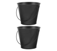 Générique 2pcs Seaux en Métal Noir Résistants à Haute Température pour Collecte D'huile, Bac à Graisse pour Barbecue et Cuisson en Extérieur