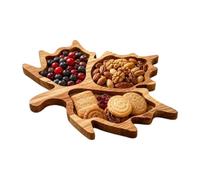 Générique 3 Compartment Charcuterie Board | Wooden Tray Maple Leaves Shape | Wooden Trays For Food For Farmhouse Home Living Room Party Dinner Cheese Hosting Thanksgiving Halloween Kitchen