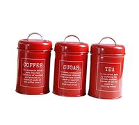 Générique 3 Pièces Boîtes de Rangement Cuisine Bocaux à Sucre Thé Café Jars Métal Couvercle Poignée Parfait pour Maison Cuisine