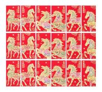 Générique 36 Pièces Enveloppes Rouges du Nouvel An Lunaire 2026 Motif Cheval Embossé Doré, Papier Robuste, Espace Ample pour Argenté ou Cartes, Festival du Printemps