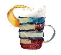 Générique 3D Book Coffee Mug - Painted Glass Library Mug for Literature Lovers | 7.5x8.5x9cm, Cute Bookish Brews Holder for Teachers, Drinkware Gift Writers, Men, Women, and Bookworms