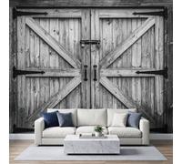Générique 3D Panoramique Murale Ferme Américaine Papier Peint Intissé 400 x 280 cm pour Salon Chambre Enfant Décoration Murale, Porte En Bois Rétro Poster Tableaux Photo Muraux