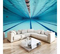 Générique 3D Panoramique Murale Piscine Bleue Papier Peint Intissé 300x210 cm pour Salon Chambre Enfant Chambre Décoration Murale Poster Tableaux Photo Muraux