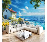 Générique 3D Papier Peint Panoramiqu Océan Tournesol Fleurs Panoramique intissé Murale Ciel Nature Papier Peint xxl Fresque Murale Peinture Décorative pour Salon Chambre 300x210 32f51
