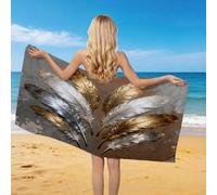 Générique 3D Serviette de Plage Plume Imprimé, Séchage Rapide Microfibre Serviette de Bain, Voyages Camping Vacances Femme Homme Enfant Drap de Plage Rétro 100 x 200 cm