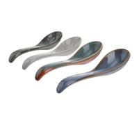 Générique 4 Pièces Lot de Cuillères Céramique Japonaise Multifonctionnelles Cuillères à Soupe et Service Poignée Confortable Assortiment de Couleurs pour Usage Quotidien Couleur Aléatoire