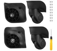 Générique 4 pièces Roues de Valise de Remplacement, roulettes de Valise Gauche et Droite à Rotation 360 degrés, kit de réparation de Roue de Bagage avec Tournevis 2 en 1 et 16 vis de Fixation