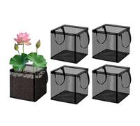 Générique 4 Pièces Sacs De Plantation D'étang Aquatique | Sacs De Culture D'étang en Réutilisables Ronds/carrés avec Poignée | Pot De Plant Universel Terrestre Aquatique Pliable