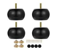 Générique 4 Pieds De Meubles en Chignon Rond Noir | Pieds en chignon ronds noirs de 2 pouces avec boulon M8 for pouf, canapé et canapé