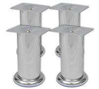 Générique 4 Pieds Ronds de canapé en Nickel brossé 120 mm, réglables en Hauteur, Robustes et Stables, avec Plaque de Montage Ajustable pour compenser Les irrégularités du Sol, Remplacement