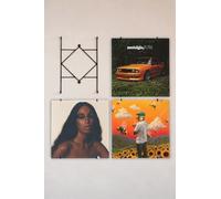 Générique 4 Supports Muraux Vinyle 33 Tours - Vinylis | Accroche et Présentoir pour Pochettes | Cadres Déco Pochette Disque | Rangement et Porte Vinyle Design | Métal Noir