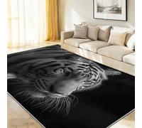 Générique 40 x 60 cm Tapis À Poils Courts Lavable, Noir Moderne Chic Sauvage Animal Majestueux Tigres Tapis Salon, Doux Antidérapant Tapis pour Entrée Intérieur, Chambre, Cuisine, Chambre d'enfant