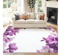 Générique 40 x 60 cm Tapis Entrée Intérieur, Blanc Antidérapant Tapis Lavable, Pile Courte Tapis Salon Fleurs Et Plantes Fines Et Élégantes pour Dessous, Cuisine, Chambre Chien