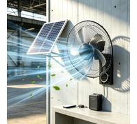 Générique 40cm Ventilateur Mural éNergie Solaire Minuterie 3 Vitesses avec D'Oscillation Distance