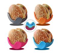 Générique 4pcs Supports à Hamburgers, Porte Hamburger Rétractables en Silicone Réutilisables Burger Buddy Boite Hamburger pour Amateurs de Hamburgers, Adulte, Enfant