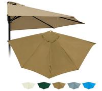Générique 5 Baleines Dessus De Parapluie De Remplacement Demi-Rond pour Plage Piscine Cour Jardin, Ø 270 300cm Polyester Imperméable AntiUV Parasol Housse De Rechange pour Contre Un Mur(Khaki,3m)