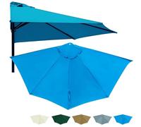 Générique 5 Baleines Dessus De Parapluie De Remplacement Demi-Rond pour Plage Piscine Cour Jardin, Ø 270 300cm Polyester Imperméable AntiUV Parasol Housse De Rechange pour Contre Un Mur(Blue,3m)