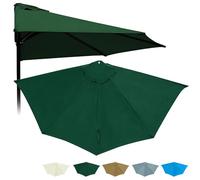 Générique 5 Baleines Dessus De Parapluie De Remplacement Demi-Rond pour Plage Piscine Cour Jardin, Ø 270 300cm Polyester Imperméable AntiUV Parasol Housse De Rechange pour Contre Un Mur(Green,3m)