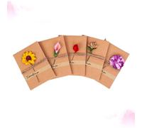 Générique 5 Cartes de Vœux Vintage en Papier Kraft Fleurs Décoratives, Présent pour Mariage ou Fête, Style Élégant et Fait Main, Lot de 5 Pièces Couleur Aléatoire